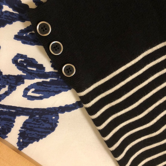 Size LP three-quarter sleeve black and white striped shirt. - Picture 7 of 9